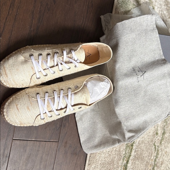 NEW Aquatalia Flyn Multi Tone Beige Canvas Espadrille Sneakers Sleep Bag s11/41 - Picture 3 of 11
